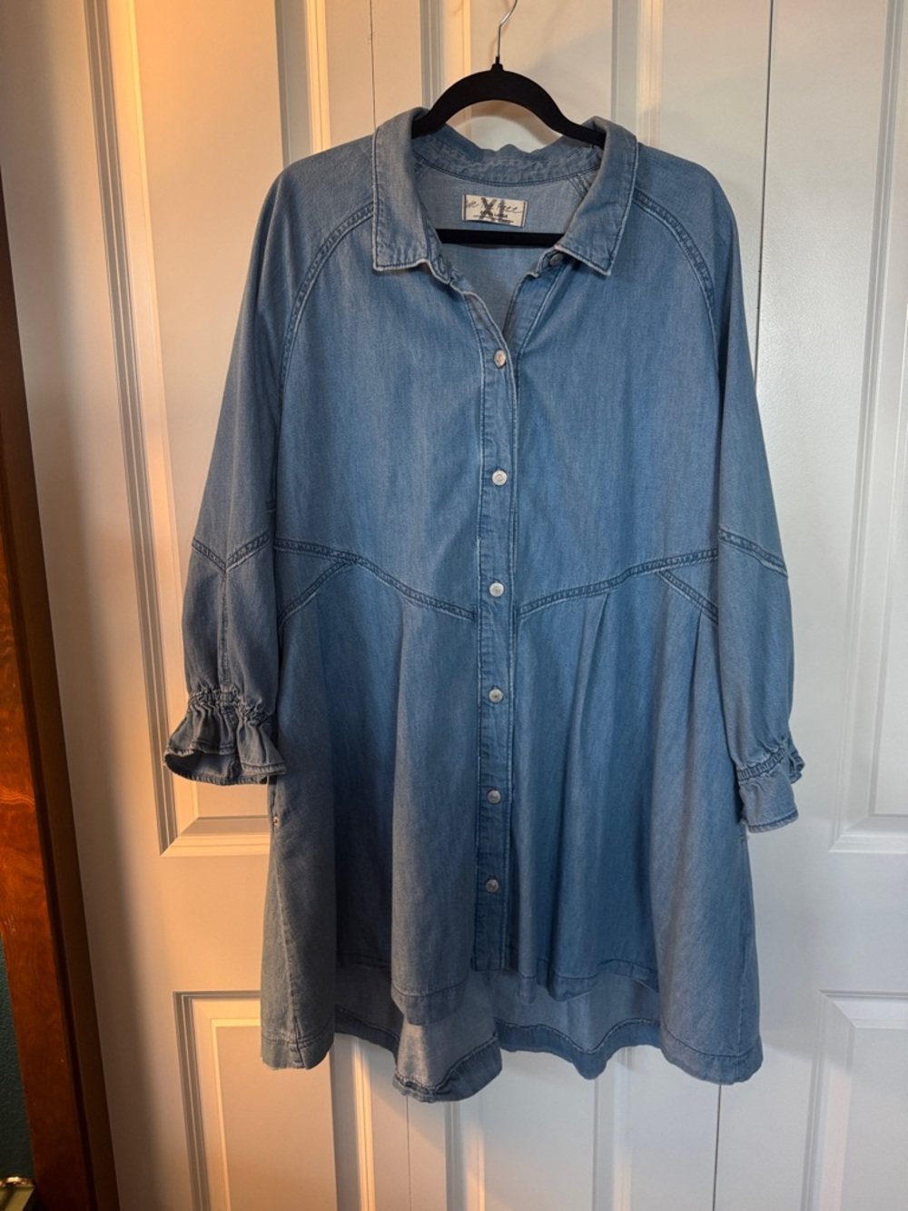 We the Free Light Wash Denim Tunic Button-Up